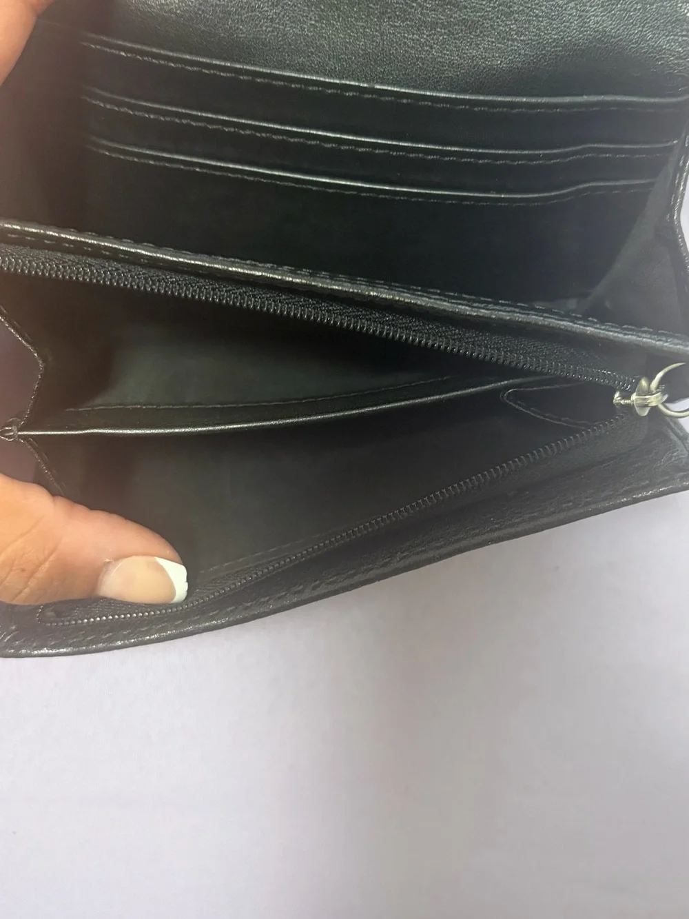 Coach Black Leather Fold Wallet with Script Logo